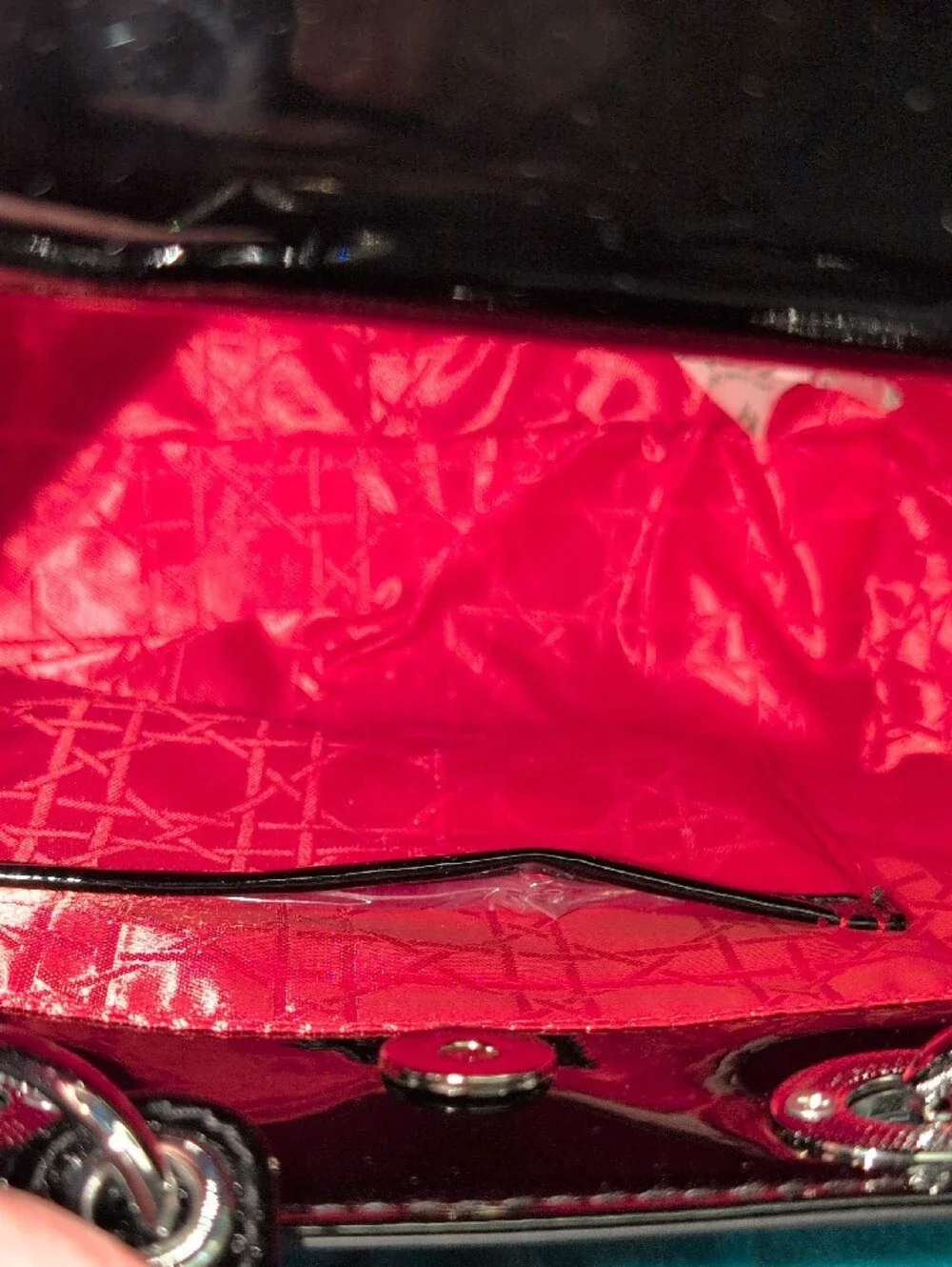 Crystal-Embellished Black Patent Mini Tote With Crossbody Strap - Picture 11 of 16